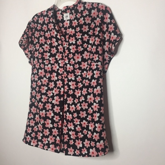 CAbi Harmony Floral Blouse XS 5347 Black & Pink - Picture 6 of 8